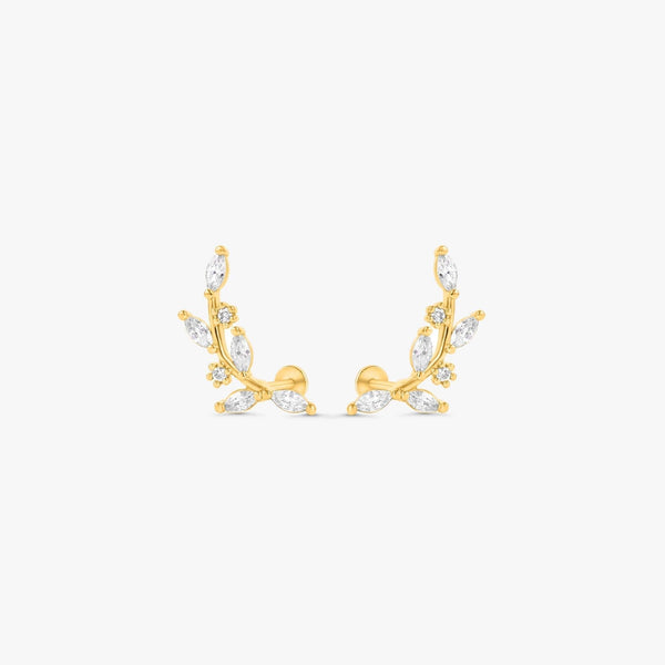 Color_Gold,Bar Type & Materials_Labret (Titanium);Dainty Leaf Earrings - EricaJewels