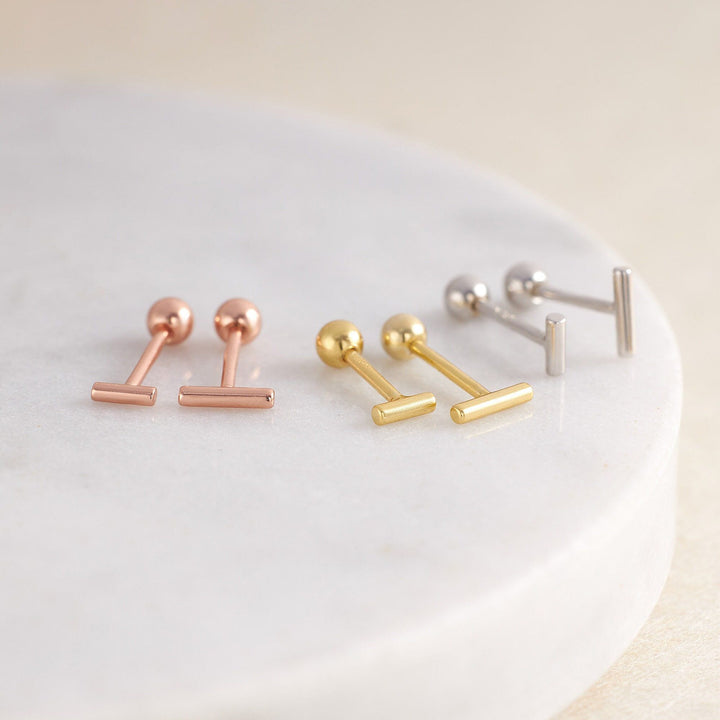 18G Simple Bar Stud Earring, Tragus Piercing - EricaJewels