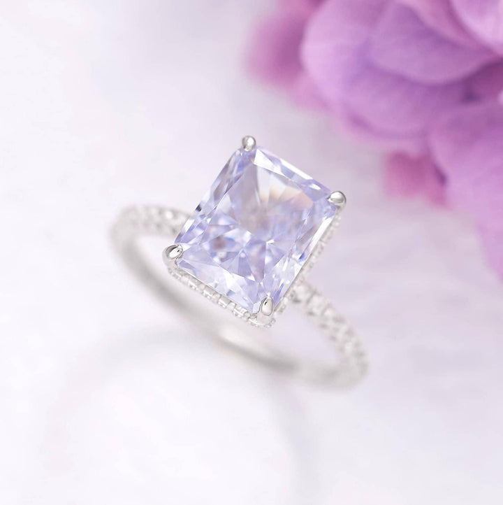 8A Lavender Crystal CZ Baguette Ring