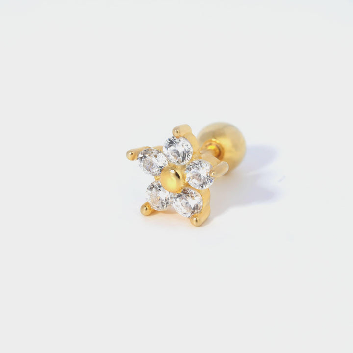 White Flower Crystal Stud Earrings- EricaJewels