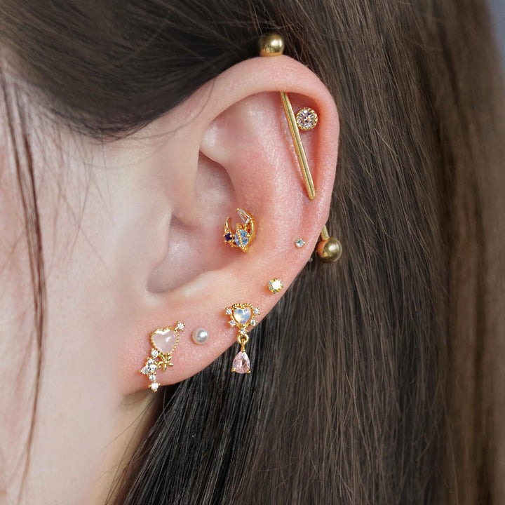 Heart Moonstone Dangle Earrings