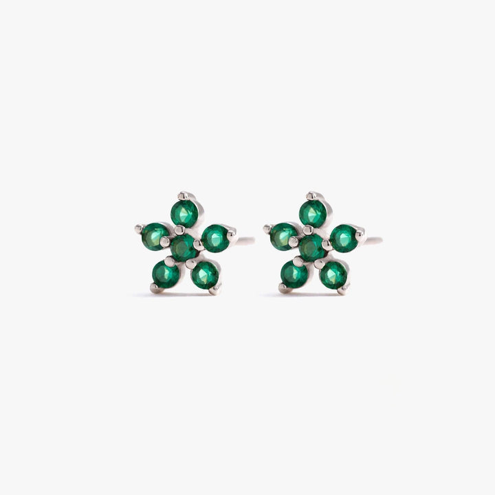 May Birthstone Earrings | Emerald Flower Earrings - EricaJewels
