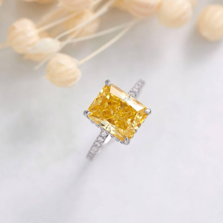 8A Citrine Yellow CZ Baguette Anniversary Ring