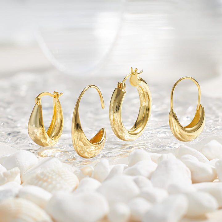Gold Lever Back Hoop Earrings - Erica Jewels