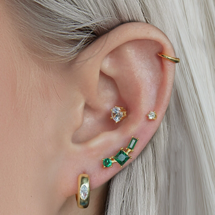 Small Marquise Gold Hoop Earrings 18G - EricaJewels