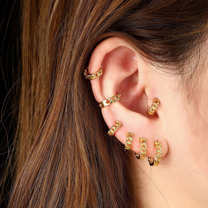 Chain Shape Huggie Earrings/Hoop Earring Small Size - EricaJewels