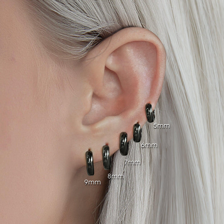 Black Spinel Hoops | 20g Earrings - EricaJewels