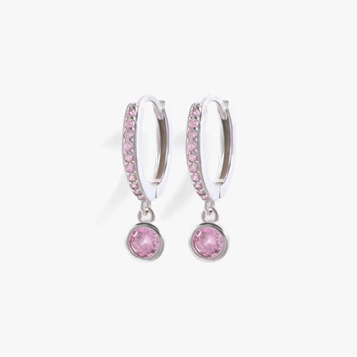 October Pink Birthstone Dangle Hoop Earrings | Buy Dangle Hoop Earrings – EricaJewels
