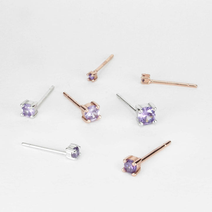 Amethyst Purple Stud Earrings & February Birthstone Earrings - EricaJewels