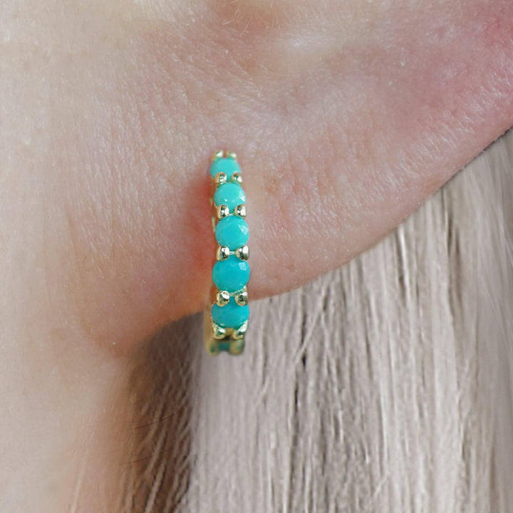 6MM Turquoise Huggie Hoop Earrings - EricaJewels