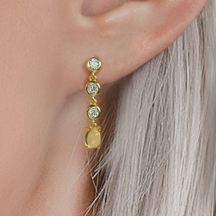 Citrine and Diamond Earrings | Citrine Dangle Earrings - EricaJewels