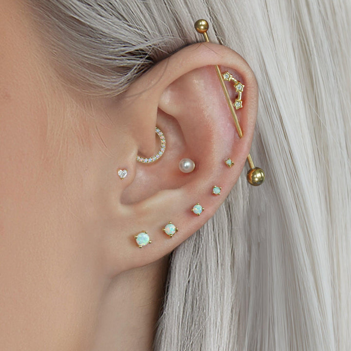 Multiple Sizes White Opal Cartilage Stud Earrings-EricaJewels