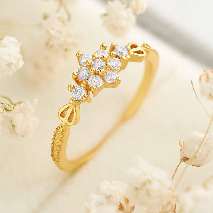Dainty Flower Crystal 3A CZ Cluster Ring