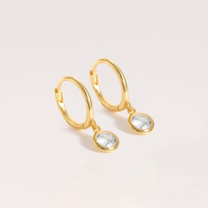 Dangle Hoop Earrings | Bezel Diamond Earrings - EricaJewels