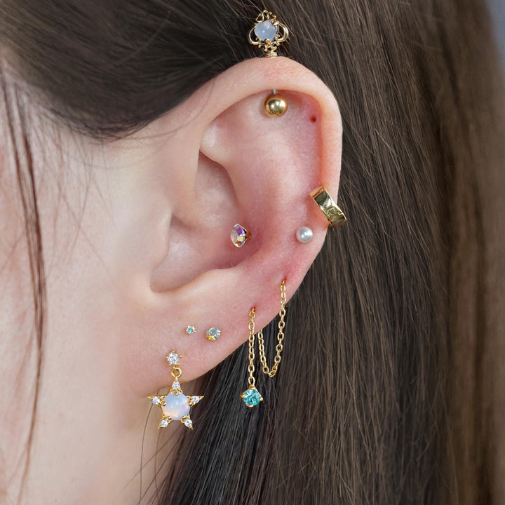 Barbell Helix Earring With Moonstone