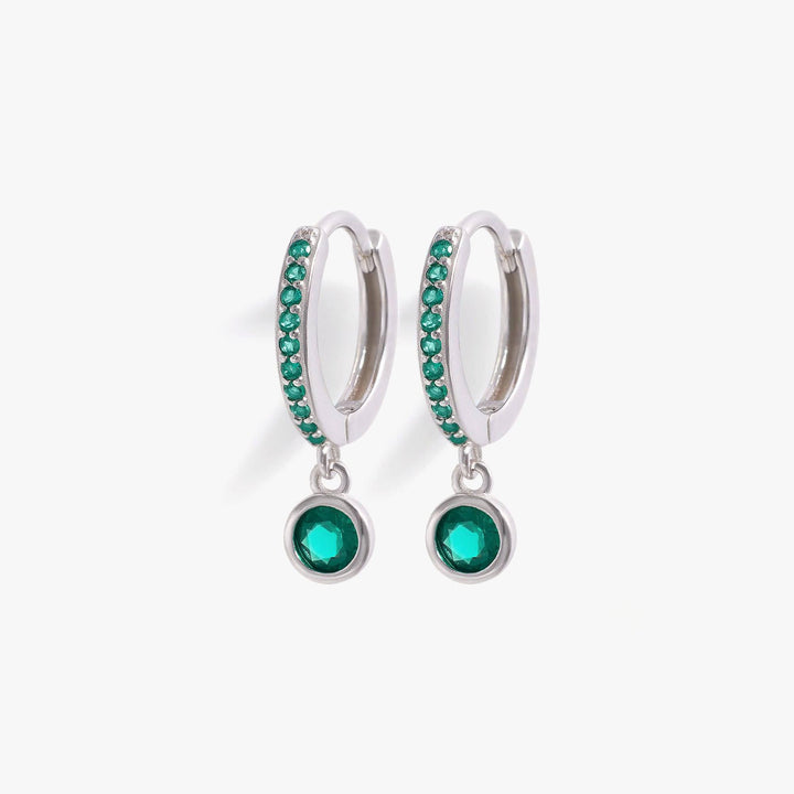 May Birthstone Emerald Hoop Earrings for Women | Emerald Hoop Earrings - EricaJewels