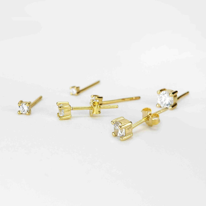 Round Diamond Stud Earrings & April Birthstone Earrings- EricaJewels