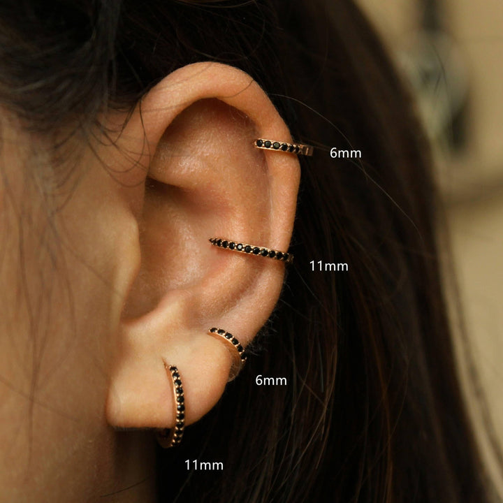 Black Hoop Earrings 5mm-12mm - EricaJewels