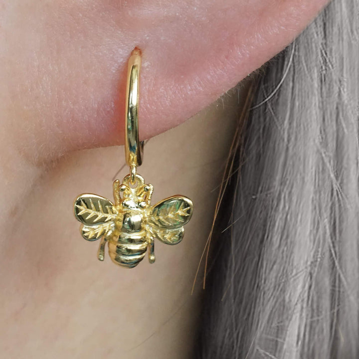 Bee Dangle Hoop Earrings - EricaJewels