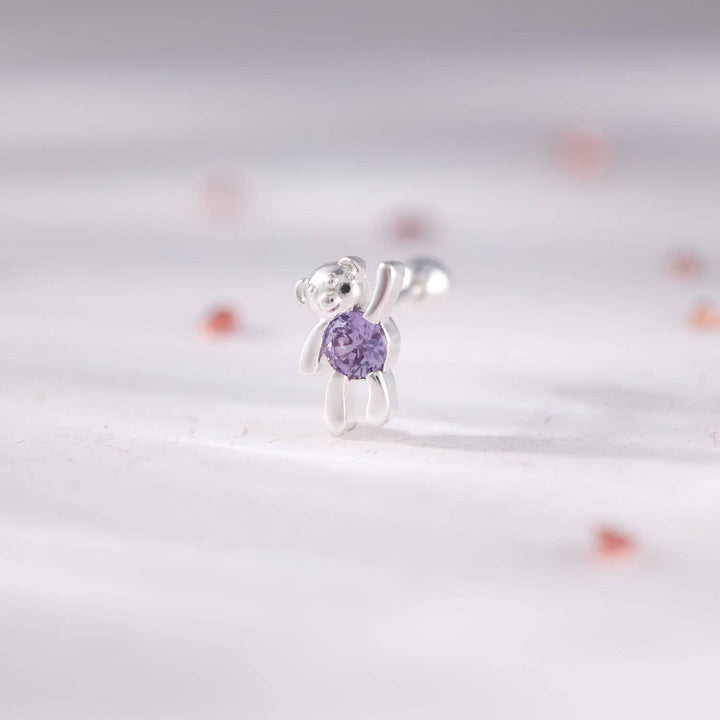 Teddy Bear Earrings | Purple Amethyst Earrings - EricaJewels