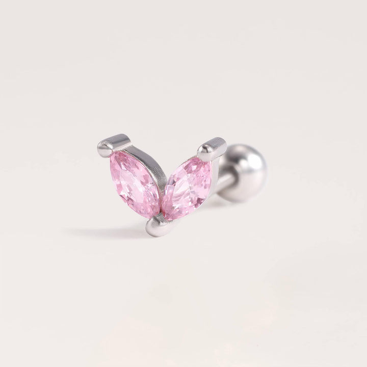 Pink CZ Earrings | Marquise Screw Back Earrings - EricaJewels