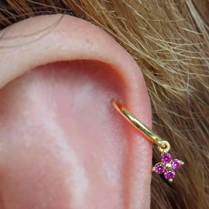 Dangle Hoop Earrings & Four Leaf Clover Piercing - EricaJewels