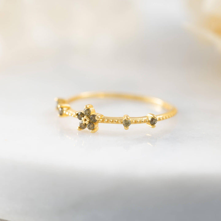 Peridot Gold Ring | Dainty Peridot Green Ring
