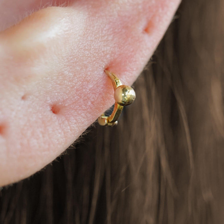 Single Bead Huggie Hoop Earrings - EricaJewels