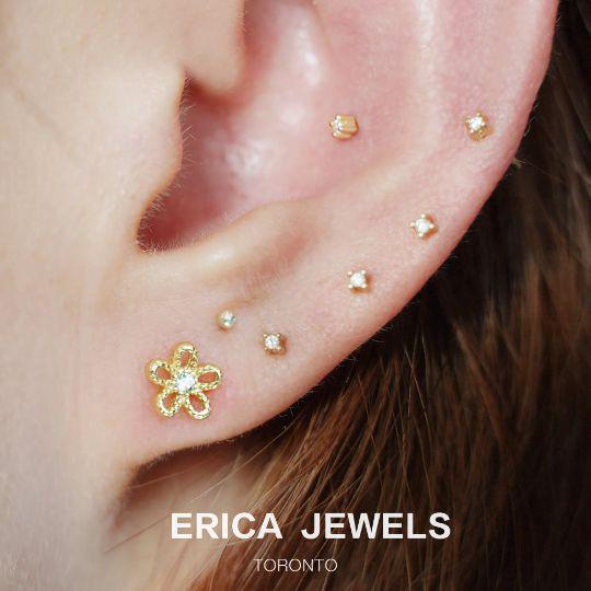 Flower Cartilage Earrings 18g - EricaJewels