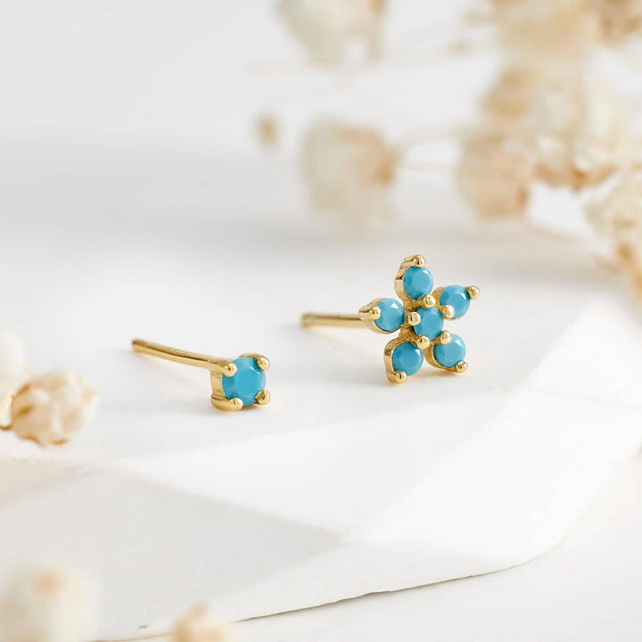 Turquoise Flower Stud Earrings Set - EricaJewels