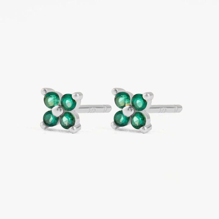 Emerald Green Four Leaf Stud Earrings - Erica Jewels