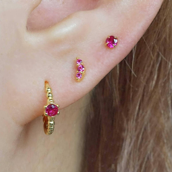 Small Ruby Hoop Earrings - EricaJewels