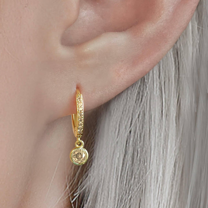 Citrine Hoop Earrings | November Birthstone Earrings - EricaJewels