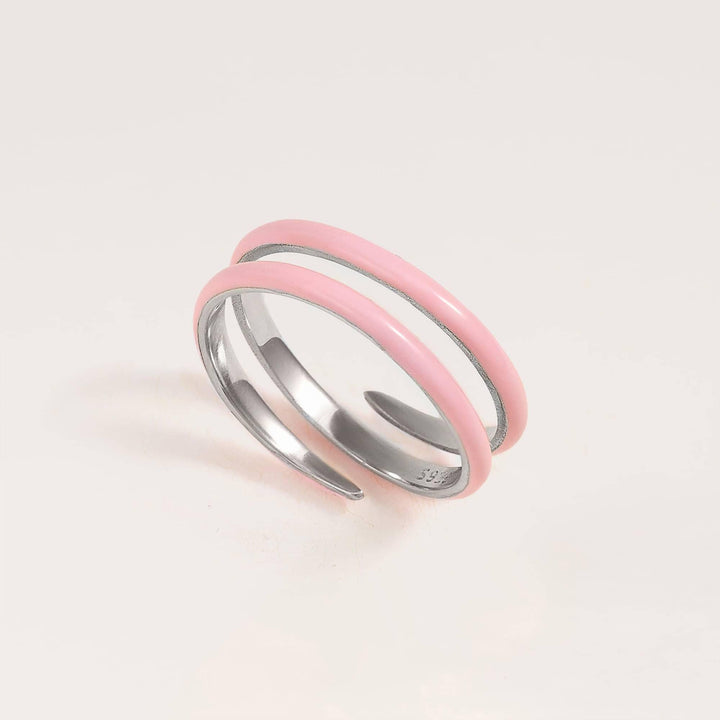 Pink Enamel Open Claw Ring - EricaJewels