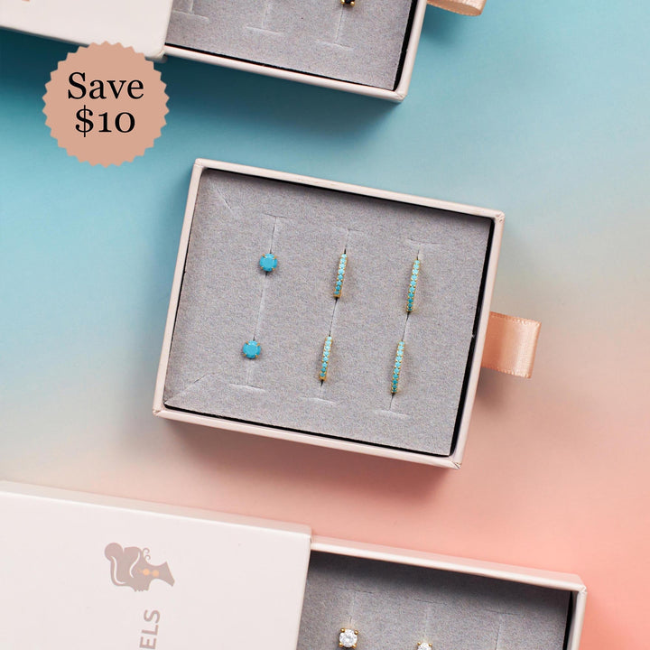 Vibrant Turquoise Trio | Hoops & Studs Gift Set