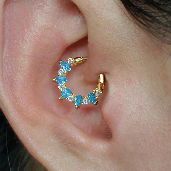 aquamarine daith earring

