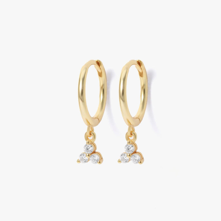 Dangle Crystal 3A CZ Trinity Hoop Earrings