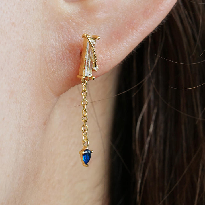 sapphire stud drop earrings