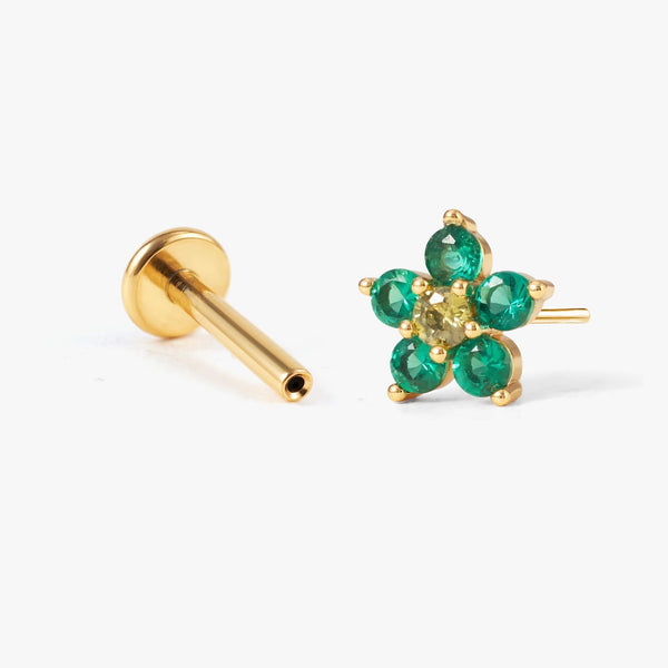 emerald flat back earring