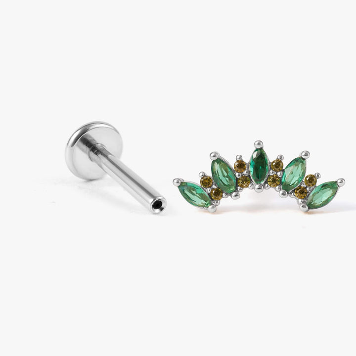 Emerald Green Crown Silver Stud Earrings