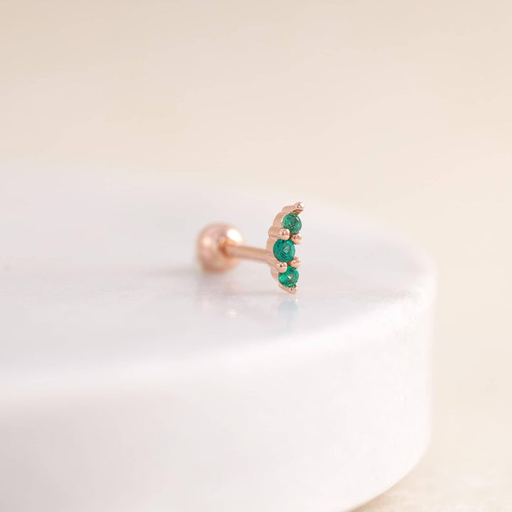 18G Tiny Emerald Green 3A CZ Cluster Screw Back Earrings