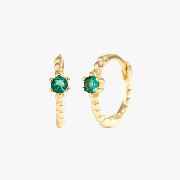 Emerald Green 3A CZ 8.5mm Hoop Earrings