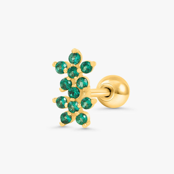 Emerald Double Flower Screw Back Earrings - EricaJewels
