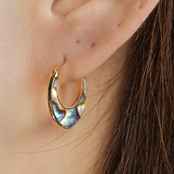 Abalone Shell Hoop Earrings 