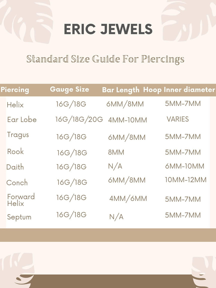 Color ALL;piercing size guide