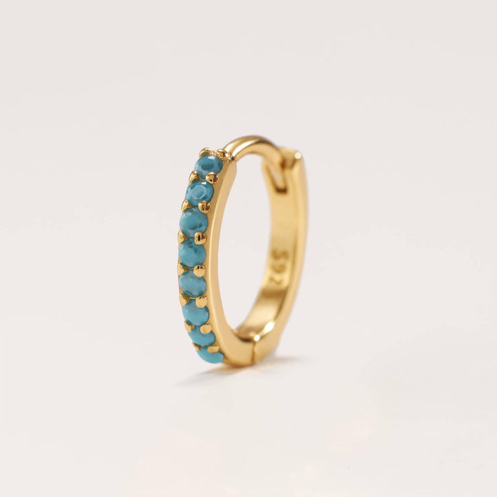 Turquoise Pave Small Hoop Earrings