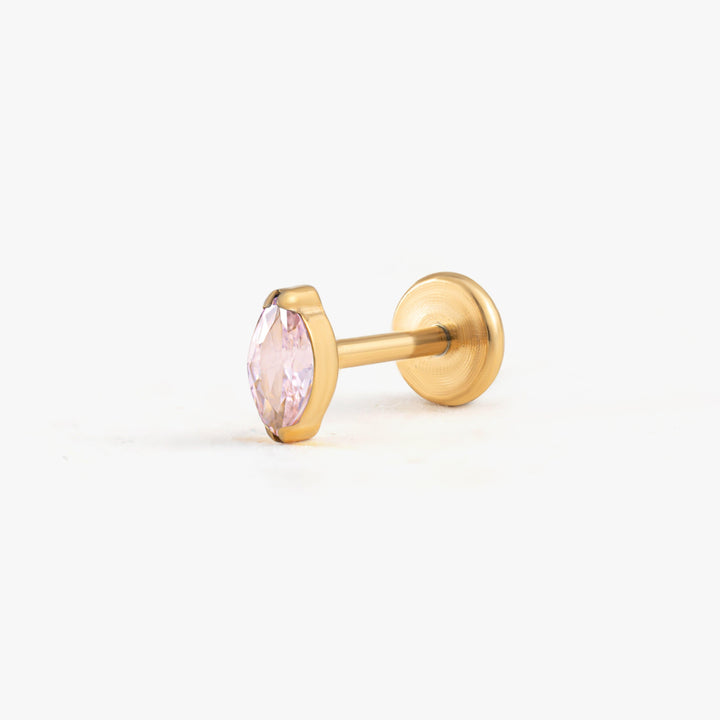 Tiny Marquise Pink 3A CZ Push Pin Piercing Earring
