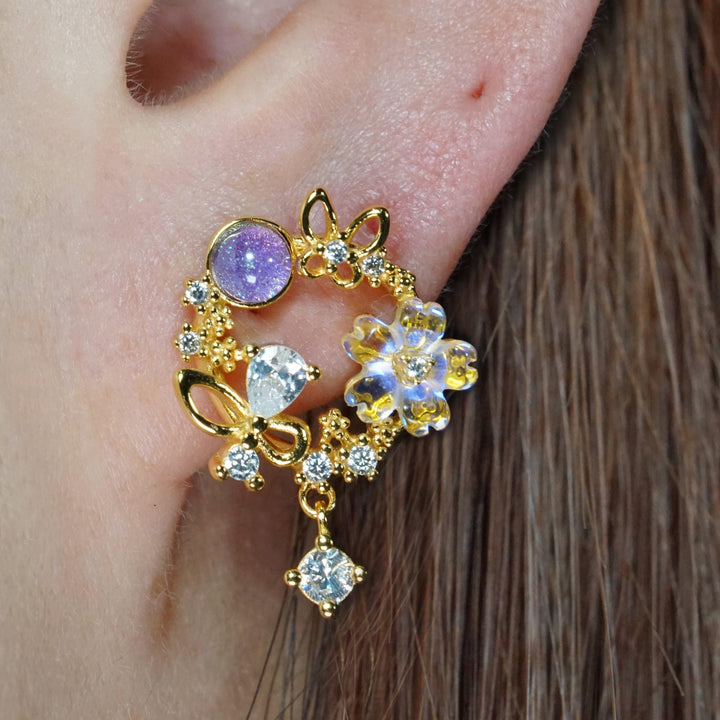 Aurora Cherry Blossom Butterfly Stud Earrings