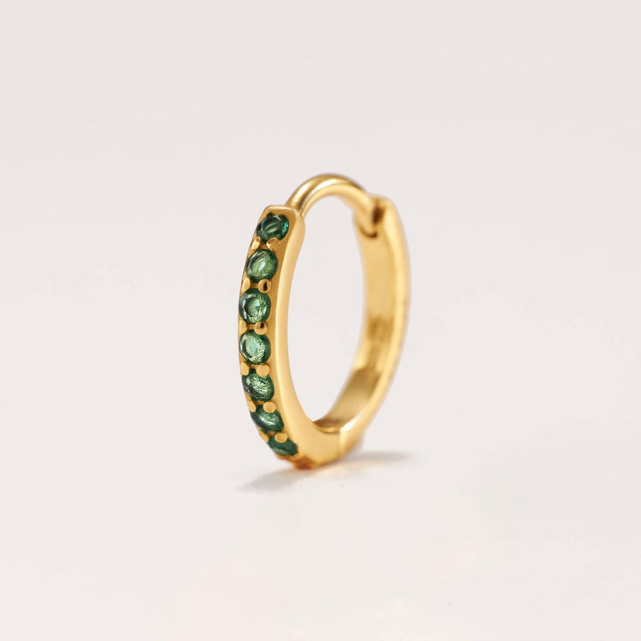Classic Pave Emerald Green 3A CZ Small Hoop Earrings