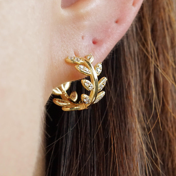 leaf hoop earrings